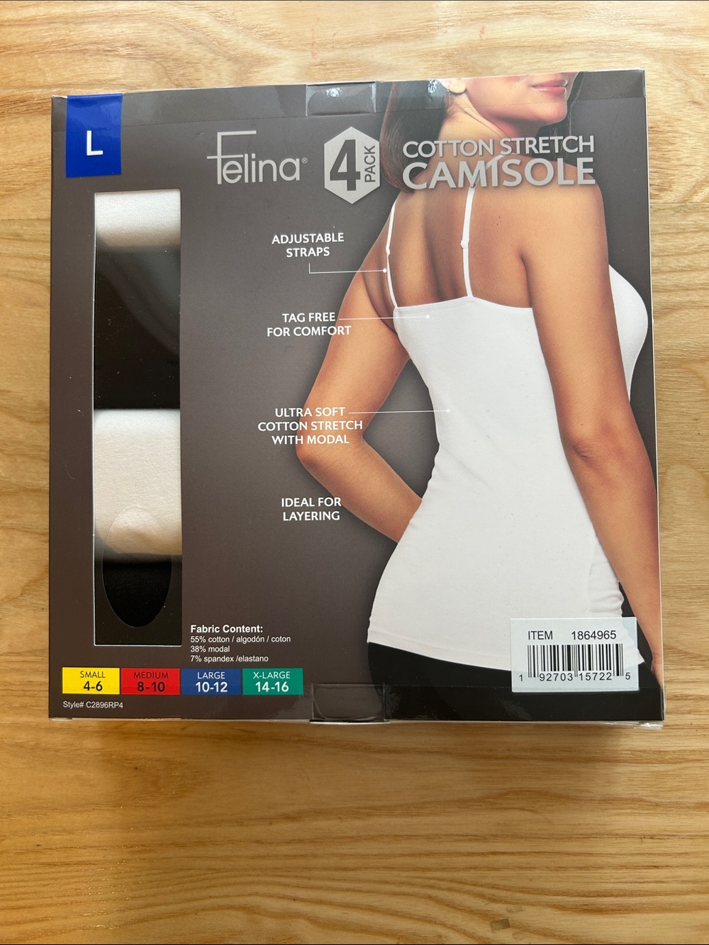 Felina White Cotton Stretch Camisole 4-Pack - White